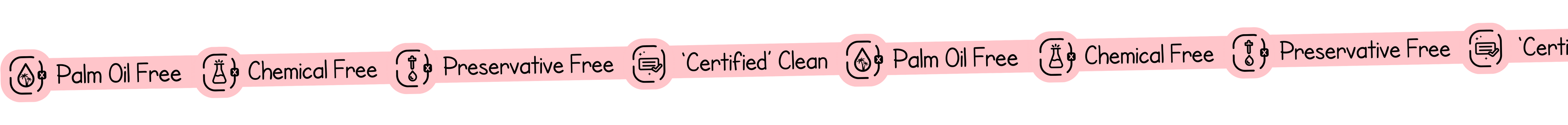 Barken's Clean Bread USPs – Certified Clean, Palm Oil Free, Chemical Free, and Preservative Free, shown with colorful illustrated icons.
