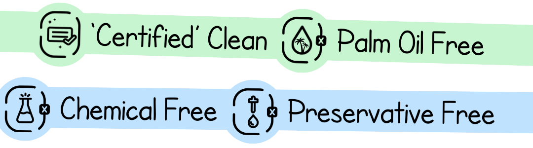 Barken's Clean Bread USPs – Certified Clean, Palm Oil Free, Chemical Free, and Preservative Free, shown with colorful illustrated icons.